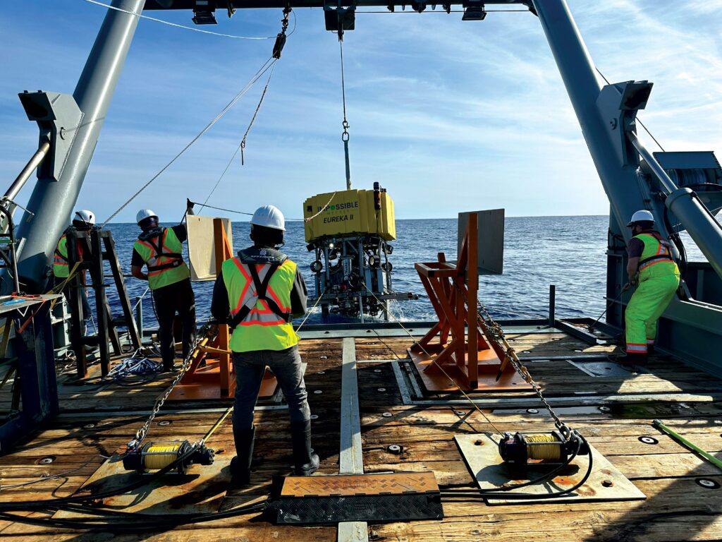 Deployment of Eureka II typically uses standard A-frame cranes and mobile cranes found on ships and harbours