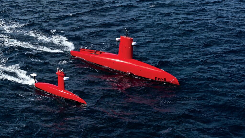 Exail has launched the DriX Ocean or O-16 (upper), built with the redundancies, connectivity and payload capacity needed for full ocean-depth seabed mapping