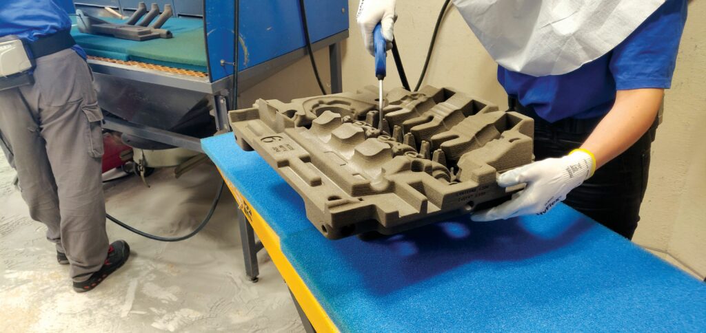 Sand casting moulds can be rapidly printed, after which they are cleaned with air blowers to make them ready for use in casting