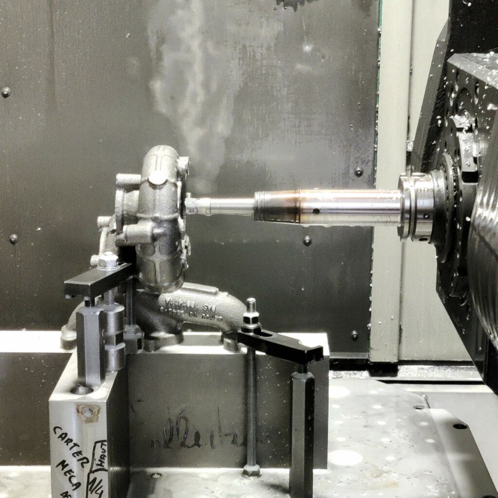 The lathe-cutters in Danielson’s machine workshop remove leftover stainless steel from the turbocharger manifolds’ casting channels with 0.2-0.3 mm accuracy