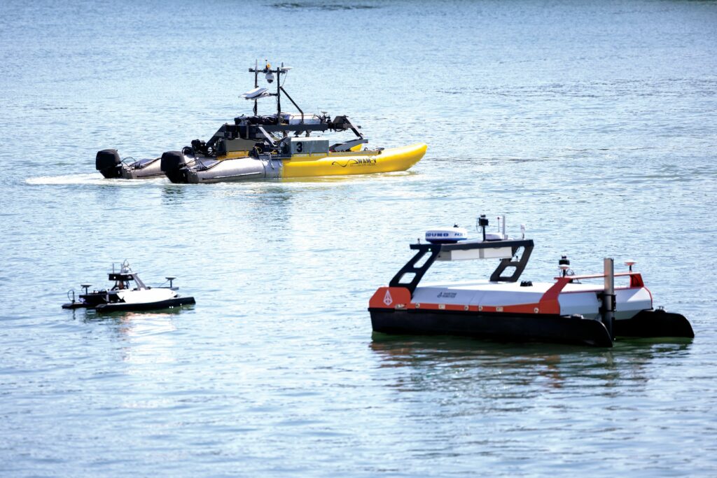 The dock outside the National Oceanography Centre hosted USV and UUV demonstrations throughout the show